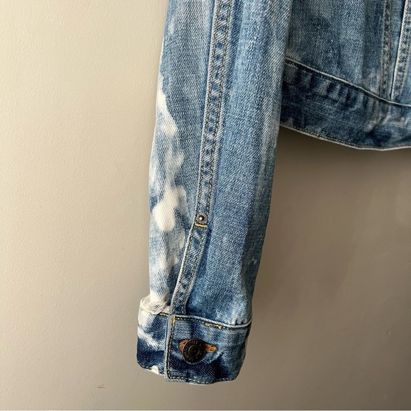 Ralph Lauren Denim & Supply Women’s Bleach Dye Distressed Trucker Jean Jacket L - Picture 6 of 10